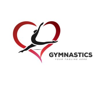 İnsan atlama jimnastik aşk logosu sembolü çizimi