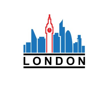 Londra şehrinin silueti siyah siluet logosu, vektör illüstrasyonu