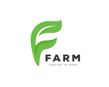 Yaprak büyütme F ilk çiftlik logosu sembol tasarımı illüstrasyonuName