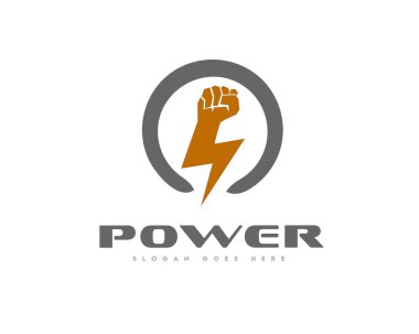 daire güç elektrik enerji el kenetlenmiş sembol logo tasarımı illüstrasyonu