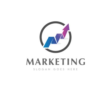Çember Soyut M ilk oku pazarlama logosu sembolü çiziminden yukarı
