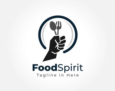 yiyecek ruhu gücü el logosu, simge, sembol tasarımı illüstrasyonu