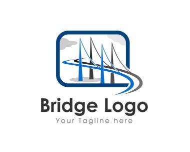 Soyut çizgi köprüsü resim logosu tasarım şablonu çizimi illüstrasyonu