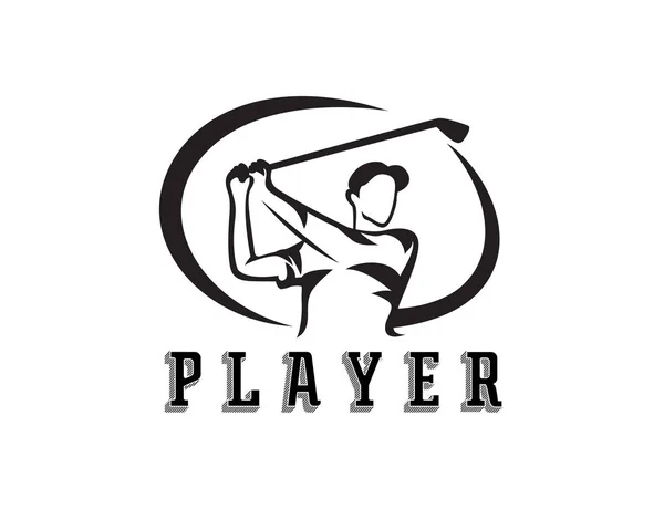 Cirkel Golf Speler Swing Shoot Stick Logo Ontwerp Inspiratie — Stockvector