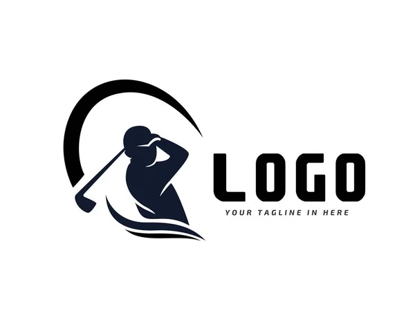 Human Silhouette Player Golf Swing Stick Logo Design Inspirace — Stockový vektor