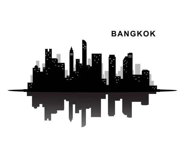 Bangkok City Skyline Black Silhouette Background Vector Illustration — Stock Vector