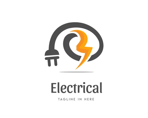 Källa Elektrisk Energi Kabel Kontakt Symbol Logotyp Design Illustration — Stock vektor