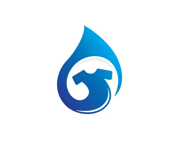 Вода Капли Очистки Ткани Простой Дизайн Логотип Логотипа — стоковый вектор