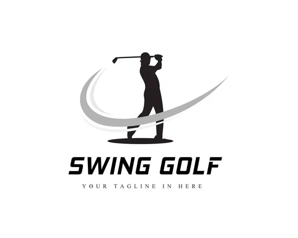 Player Golf Swing Střílet Logo Design Inspirace — Stockový vektor