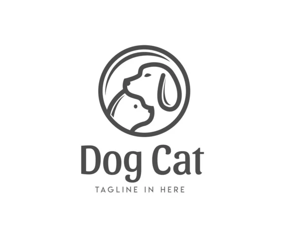 Basit daire köpek ve kedi logosu sembolü çizimi