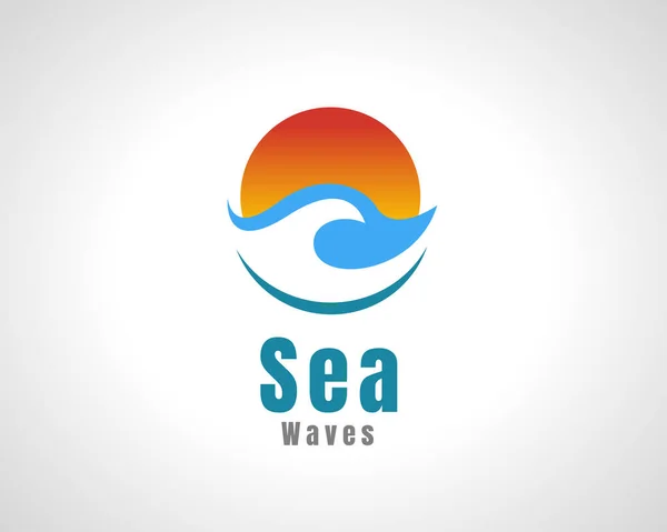 Jednoduchá Letní Pláž Abstraktní Moře Slunce Vlna Ikona Logo Symbol — Stockový vektor