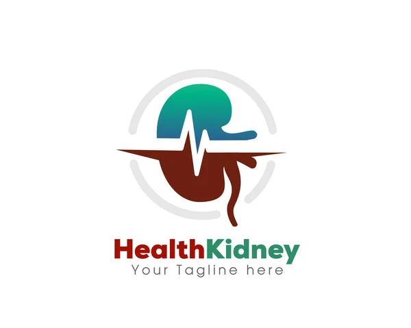 Çember nabız grafiksel kontrol böbrek logosu tasarım şablonu