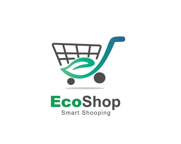 Green Warenkorb Eco Shop Logo Design Inspiration — Stockvektor