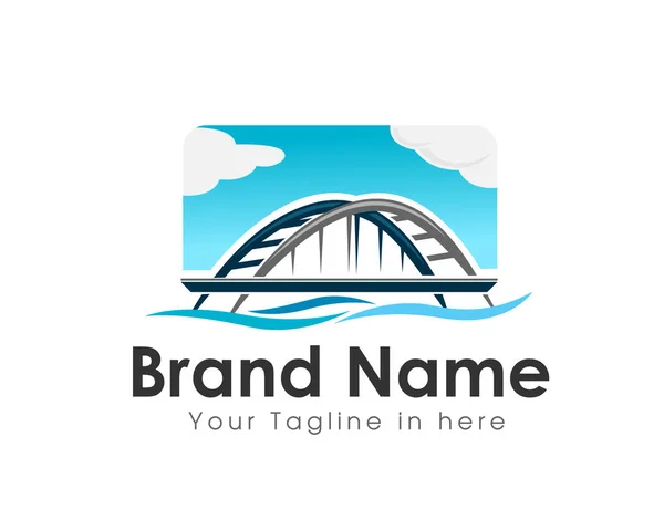 Brücke Ansicht Hintergrund Logo Symbol Design Vorlage — Stockvektor