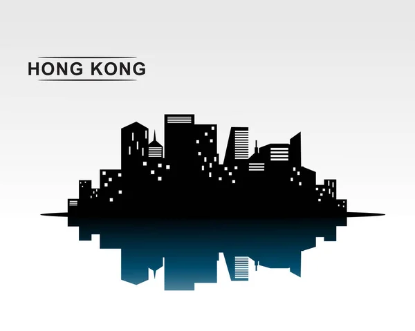 Hong Kong Horizonte Ciudad Fondo Silueta Oscura Vector Ilustración — Archivo Imágenes Vectoriales