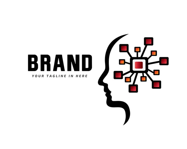 Human Face Brain Connect Business Logo Design Inspiration — Stockový vektor