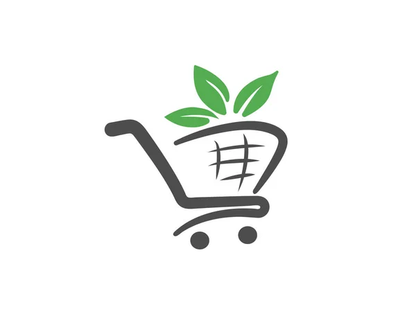 Organic Shopping Cart Logo Design Inspiration — Stock Vector