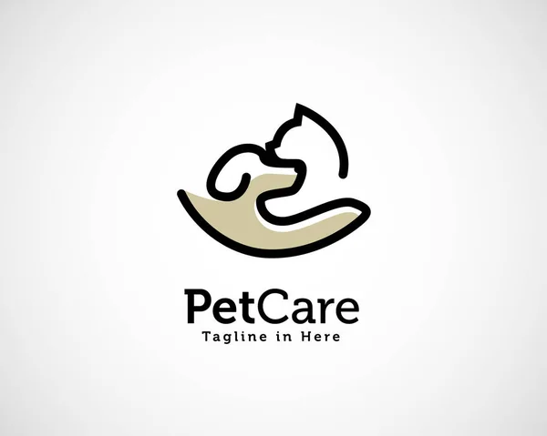 Line Art Hand Pets Animal Care Logo Symbol Design Illustration — Stock Vector