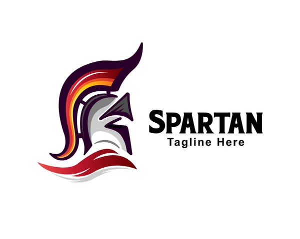 Spartan Huvud Hjälm Tecknad Färg Ritning Logotyp Design Inspiration — Stock vektor