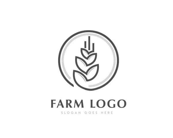 Пшеничний Рисовий Коло Одна Лінія Мистецтва Логотип Дизайн Ілюстрація — стоковий вектор