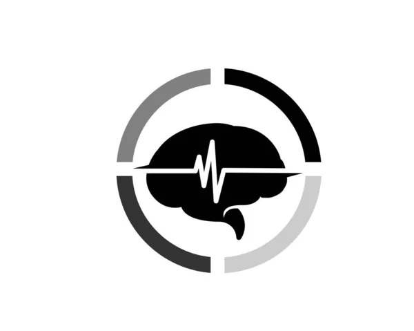 Circle Brain Pulse Health Detection Logo Design Inspiration — Stockový vektor