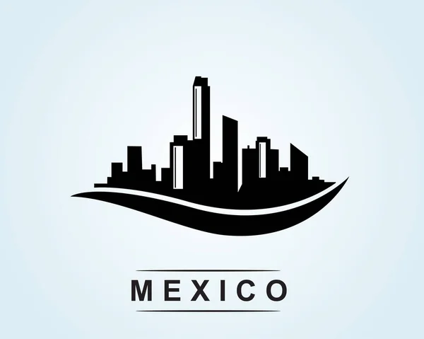 Edificio Silueta Horizonte Ciudad México Logo Vector Ilustración — Vector de stock