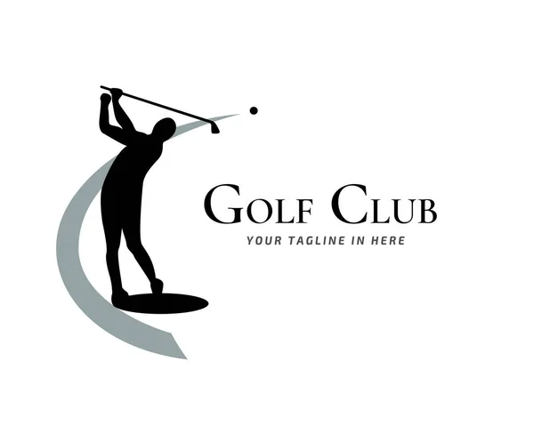 Elegante Golf Speler Schieten Logo Ontwerp Inspiratie — Stockvector