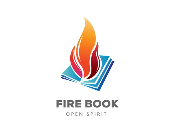 Ateş Kitabı Ruh Öğrenme Logo Sembol Tasarımı Illüstrasyonu — Stok Vektör