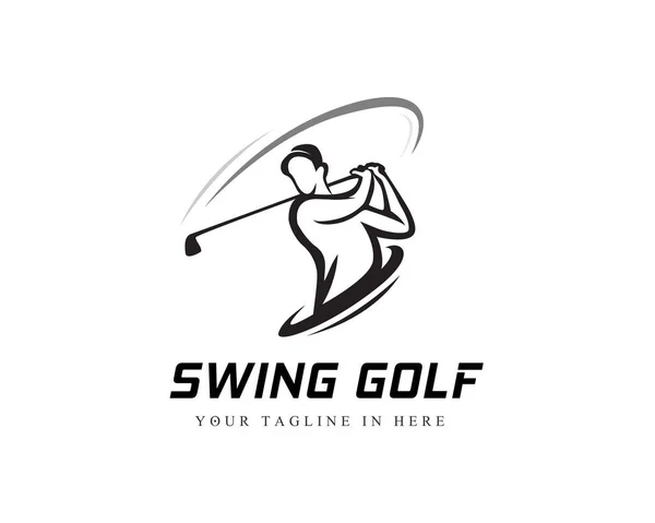 Oyuncu Golf Sopası Sanat Logosu Tasarımı Lham — Stok Vektör
