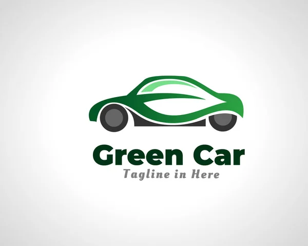 Verde Hoja Coche Ecológico Logotipo Icono Símbolo Diseño Ilustración — Vector de stock