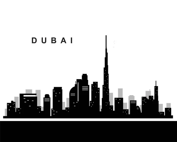 Edificio Silueta Horizonte Ciudad Dubai Ilustración Vector Fondo — Vector de stock