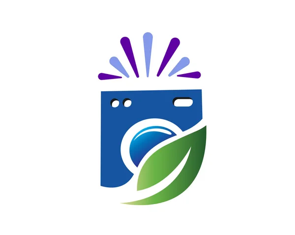 Grüne Maschine Wäscheservice Logo Design Inspiration — Stockvektor