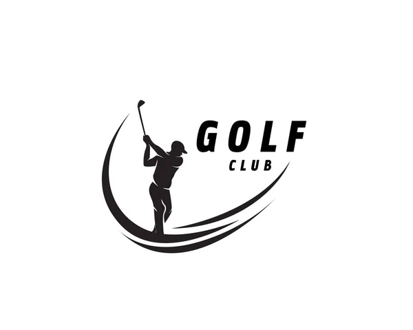 Player Swing Střílet Golf Logo Design Inspirace — Stockový vektor
