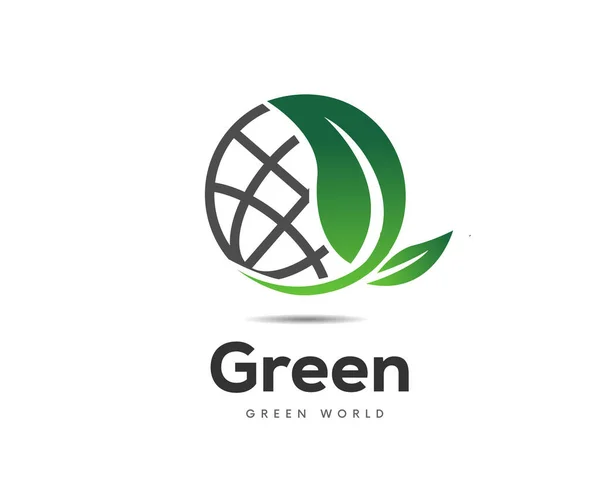 Simple Naturaleza Verde Mundo Tierra Globo Línea Logotipo Icono Símbolo — Vector de stock