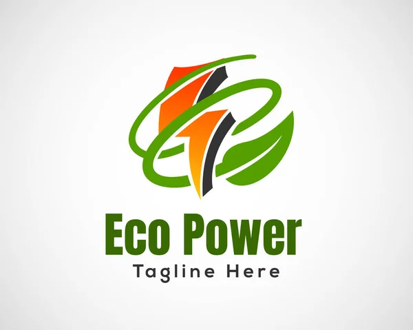 Bolt yeşil enerji yaprağı logo sembolü dizayn şablonu