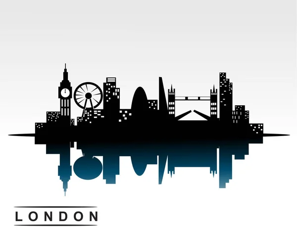 London Stad Skyline Mörk Siluett Bakgrund Vektor Illustration — Stock vektor
