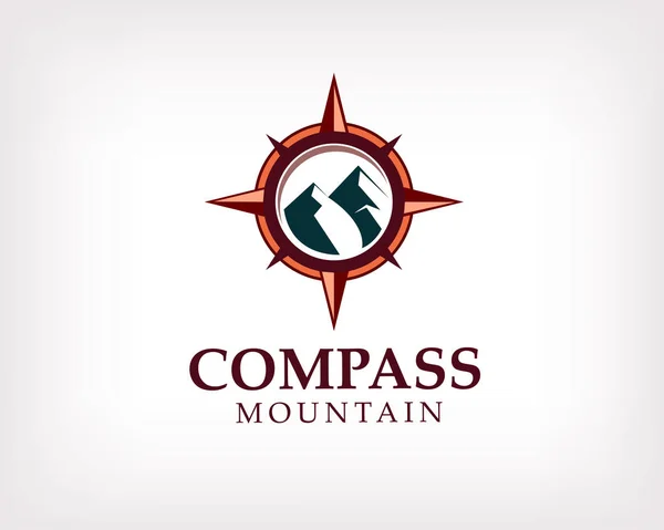 Pusula dağ seyrüsefer açık hava macera logosu simge tasarımı illüstrasyonu