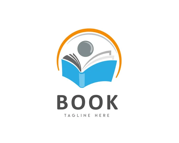 Eğitim Logosu Soyut Insan Okuma Kitabı Simgesi Logo Tasarımı Illüstrasyonu — Stok Vektör
