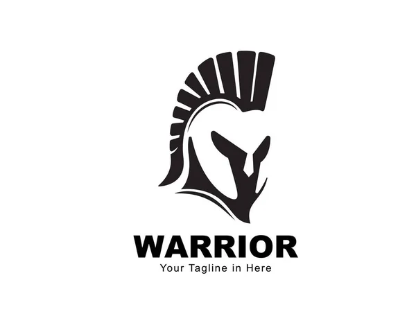 Kopf Spartanischer Helm Frontansicht Logo Design Inspiration — Stockvektor