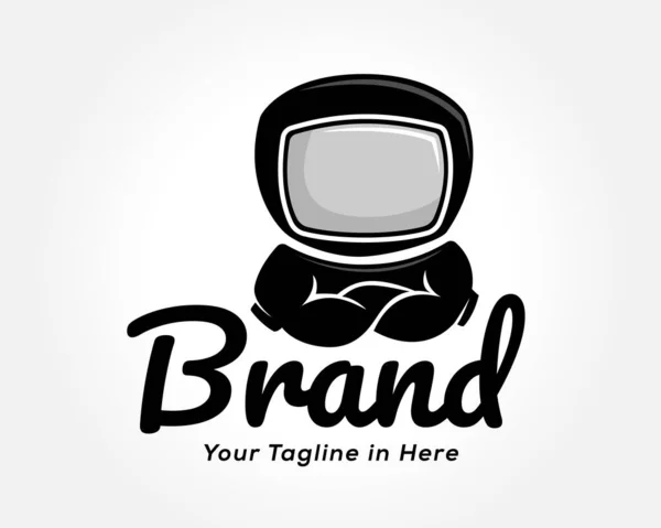 Zwart Silhouet Mascotte Personage Astronaut Logo Ontwerp Inspiratie — Stockvector