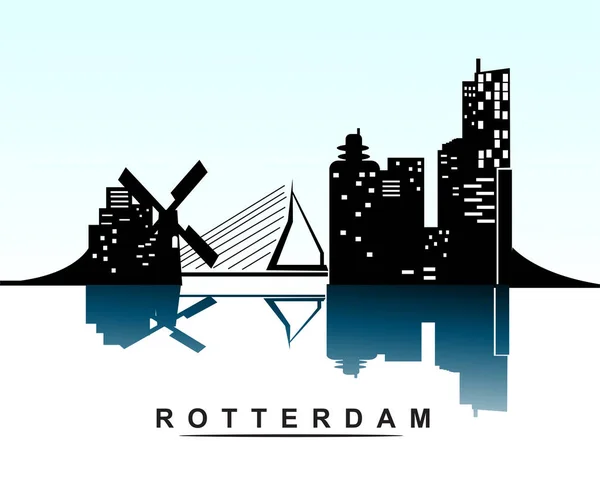 Rotterdam Cidade Skyline Silhueta Fundo Ilustração Vetorial — Vetor de Stock