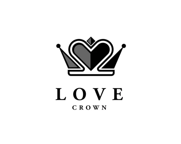 Einfache Luxus Abstrakte Krone Liebe Herz Logo Design Inspiration — Stockvektor