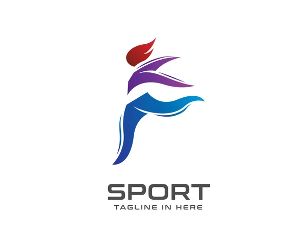 Abstract Menselijk Hardlopen Sportschool Sport Logo Ontwerp Vector Illustratie — Stockvector