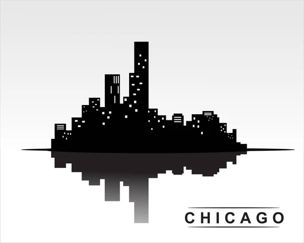 Chicago City Obrys Černá Silueta Pozadí Vektorové Ilustrace — Stockový vektor