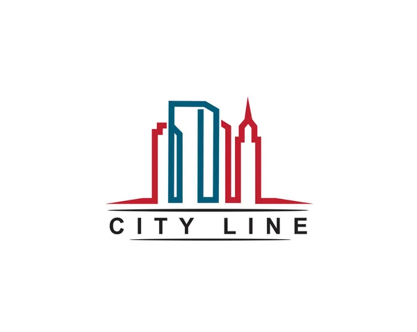 Hong Kong City Panorama Line Art Logo Vektorové Ilustrace — Stockový vektor