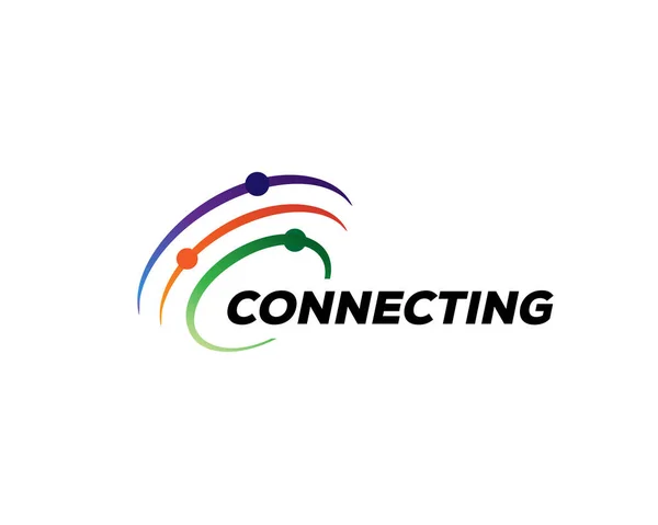 Kablo internet ağını bağlayan çizgi gökyüzü yörüngesine ev sahipliği yapıyor modern logo tasarımı illüstrasyonu