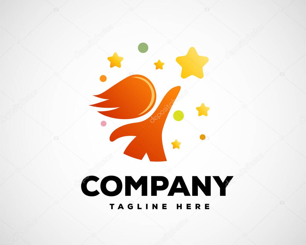 Colorful Child Reaching Star logo vector, Education logo designs template, design concept, logo symbol