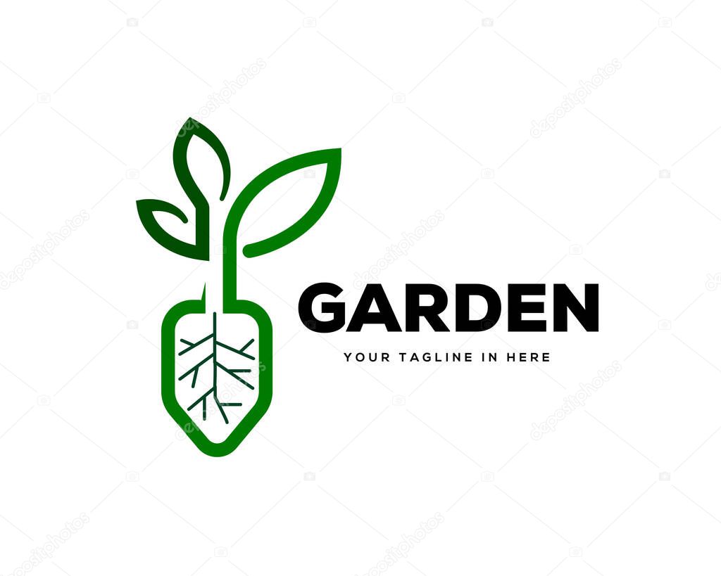 Abstract garden leaf plant and scope logo design inspiration