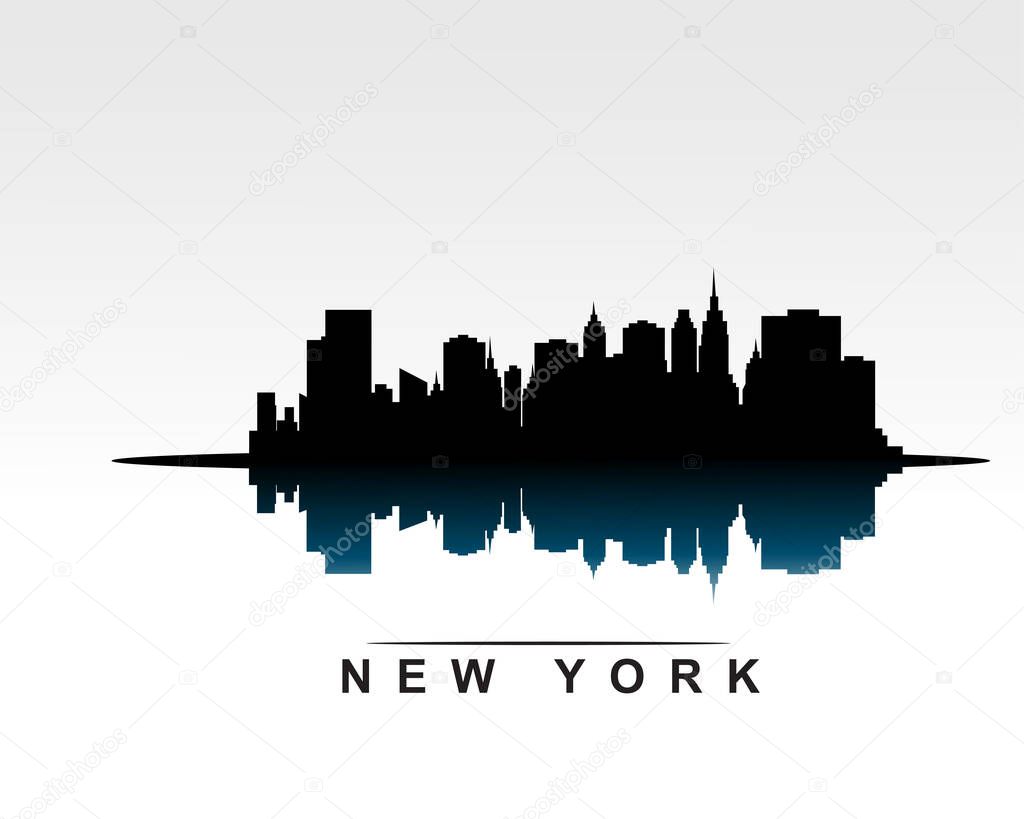 New York city skyline black silhouette background, vector illustration