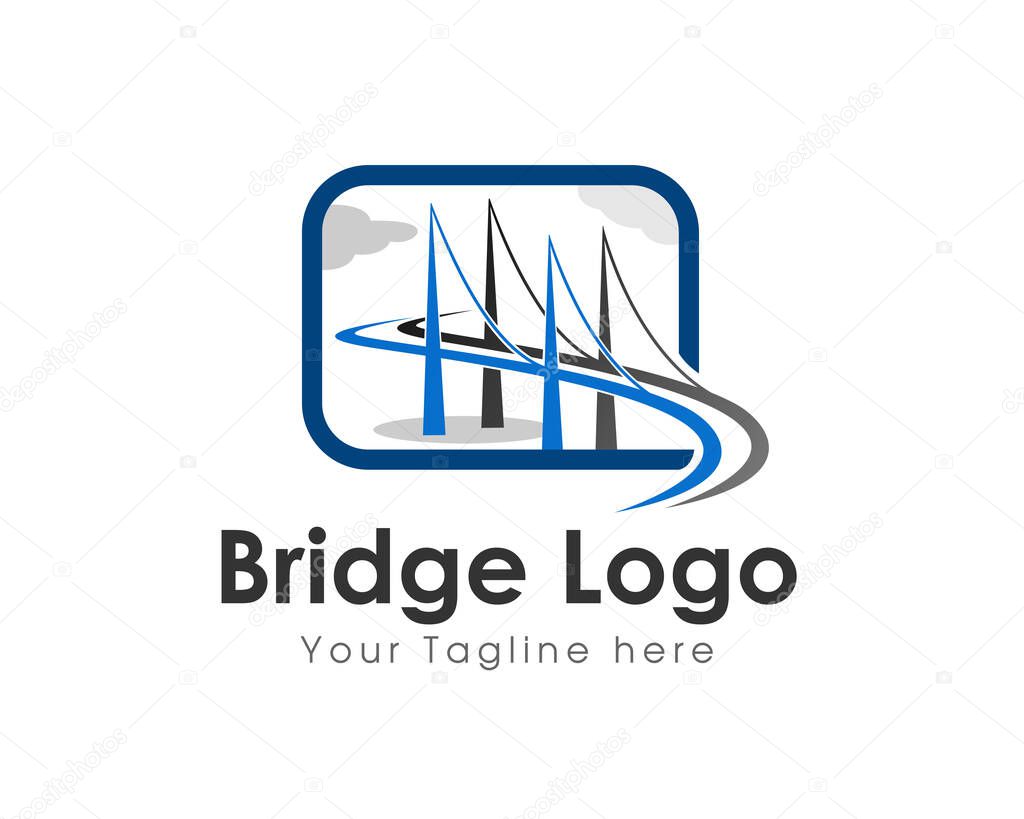 Abstract line bridge drawing art logo symbol design template illustration